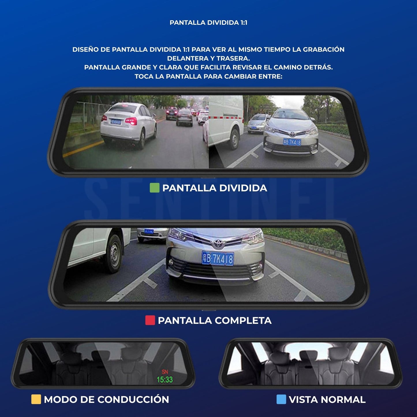 Cámara Retrovisor 4K con Detección Inteligente – Sentinel One